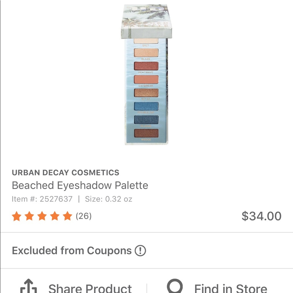 Urban Decay beached eyeshadow palette